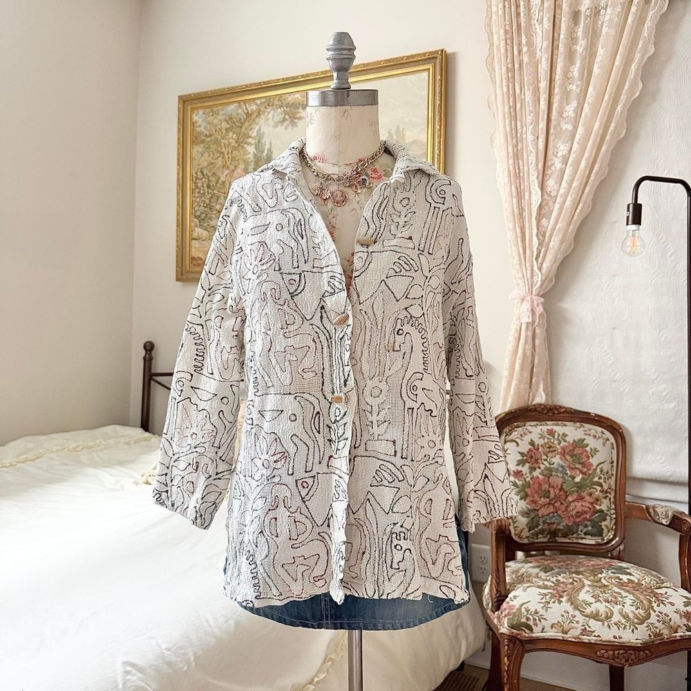 Abstract Cotton Jacket  90s 100% cotton abstract print jacket